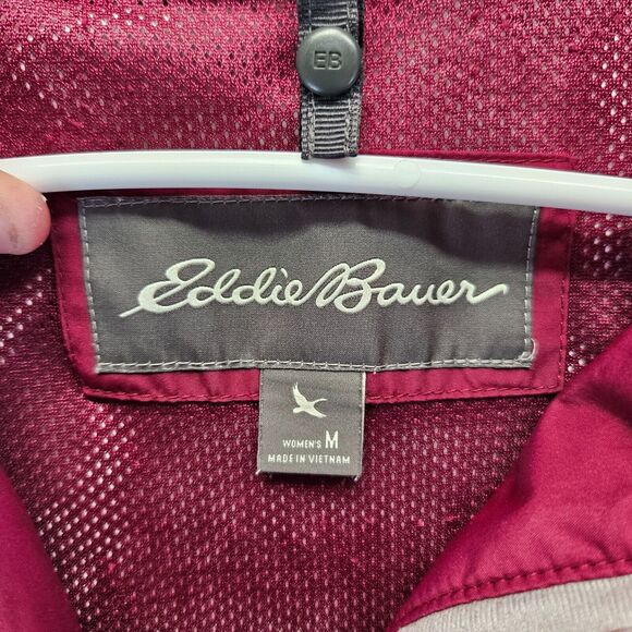 Eddie Bauer Jacket Womens Size‎ Medium Burgundy Full Zip Hooded Windbreaker - Picture 5 of 8
